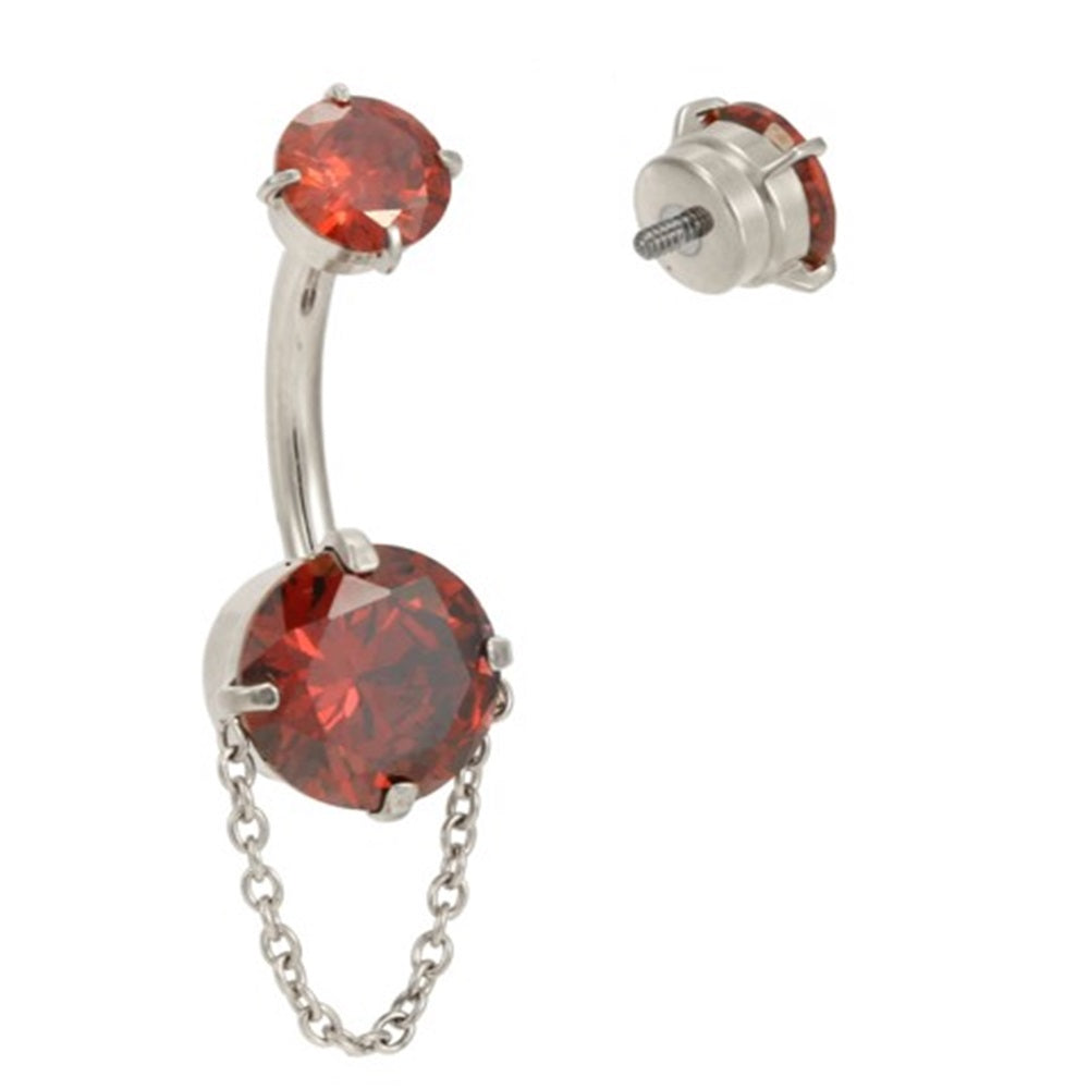 ADJBL2S08 G-23 TITANIUM INTERNAL THREAD BELLY WITH CZ AND CHAIN