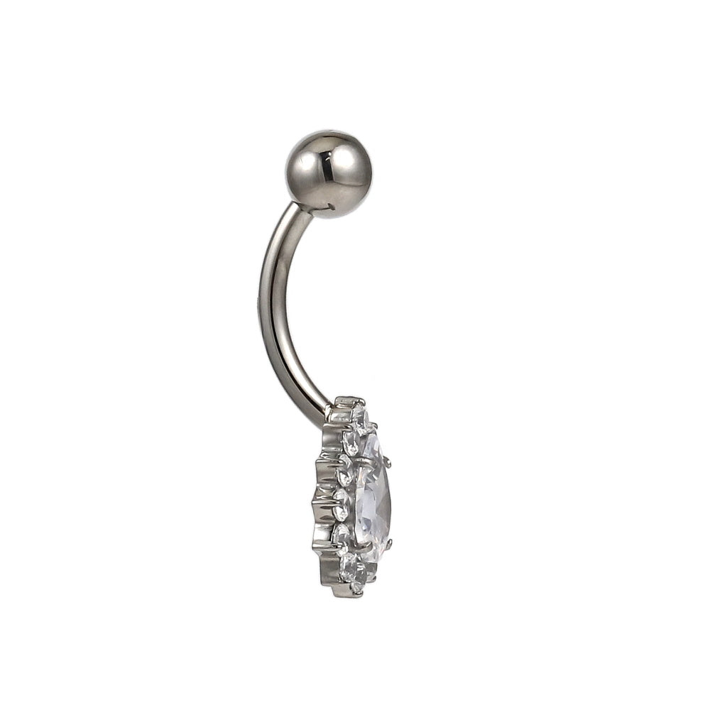 ADJBL2S09 G-23 TITANIUM INTERNAL THREAD BELLY WITH PEAR SHAPE CZ