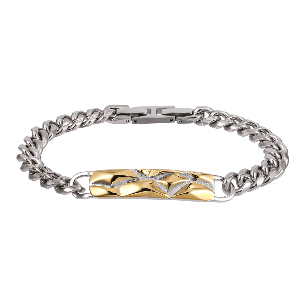 BSS1025 STAINLESS STEEL ROCK SHAPE BRACELET