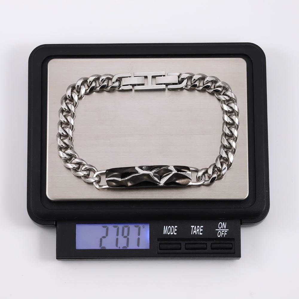 BSS1025 STAINLESS STEEL ROCK SHAPE BRACELET