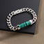 BSS1027 STAINLESS STEEL BRACELET WITH STONE ID PLATE