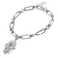 BSS1029 STAINLESS STEEL HAMSA BRACELET WITH SYNTHETIC TURQUOISE