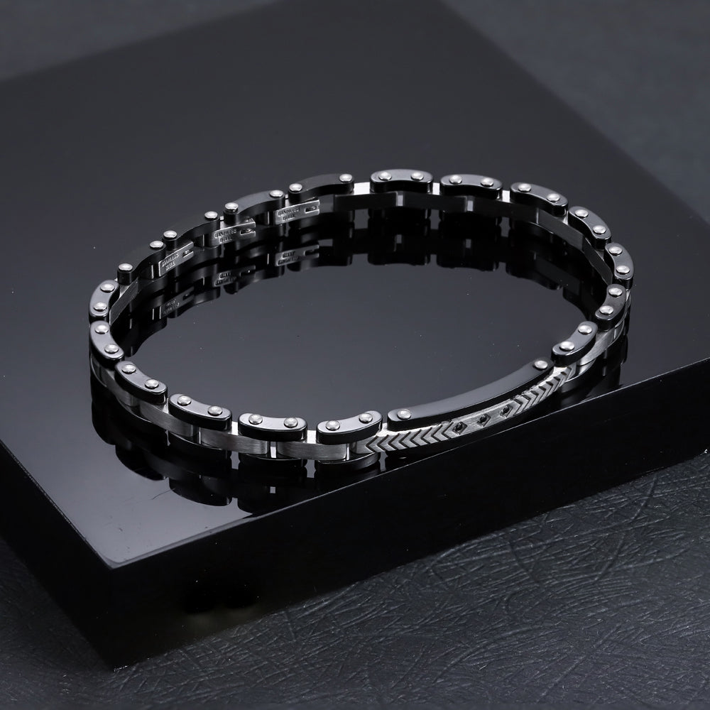 CBS30 STAINLESS STEEL & CERAMIC BRACELET WITH CZ