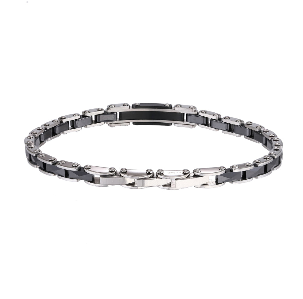 CBS31 STAINLESS STEEL & CERAMIC BRACELET WITH CZ