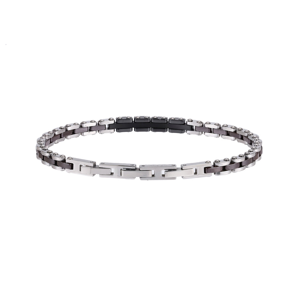 CBS34 STAINLESS STEEL & CERAMIC BRACELET WITH CZ