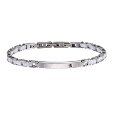 CBS37 STAINLESS STEEL & CERAMIC BRACELET WITH CZ