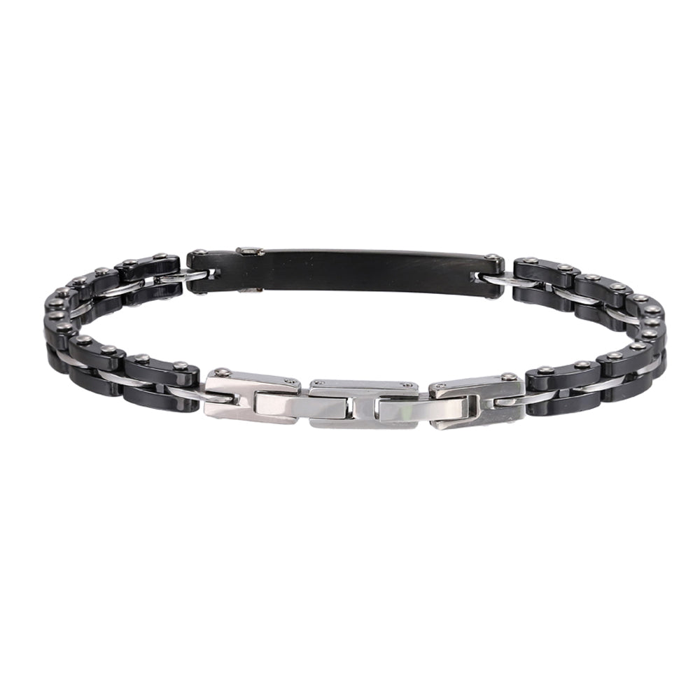 CBS38 STAINLESS STEEL & CERAMIC BRACELET WITH CZ