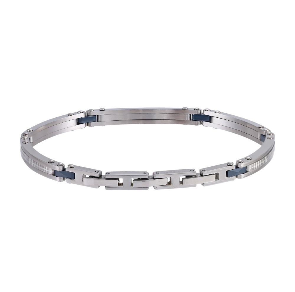 CBS39 STAINLESS STEEL & CERAMIC BRACELET WITH CZ