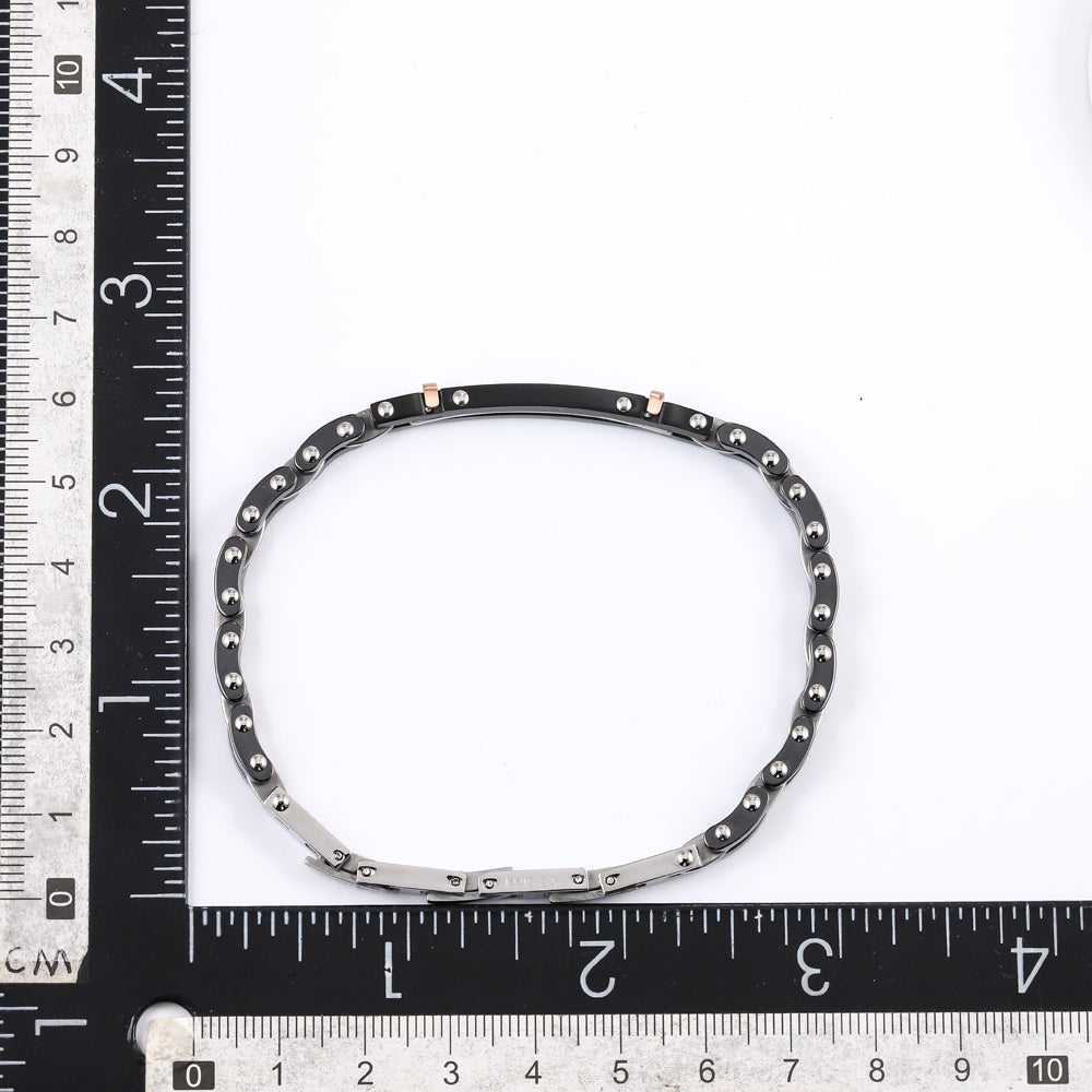 CBS41 STAINLESS STEEL & CERAMIC BRACELET WITH CZ