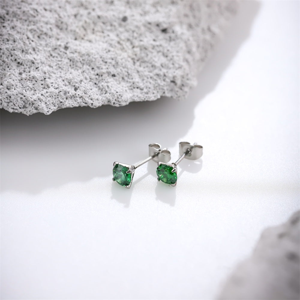 ESJ04 STAINLESS STEEL EAR STUDS CZ