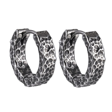 ESS820 STAINLESS STEEL HOOP EARRING WITH HAMMER EFFECT