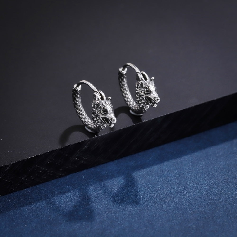 ESS824 STAINLESS STEEL EARRING WITH WOLF DESIGN