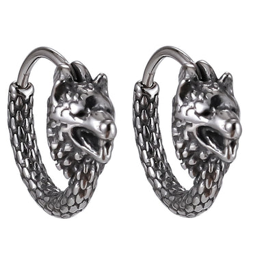 ESS824 STAINLESS STEEL EARRING WITH WOLF DESIGN