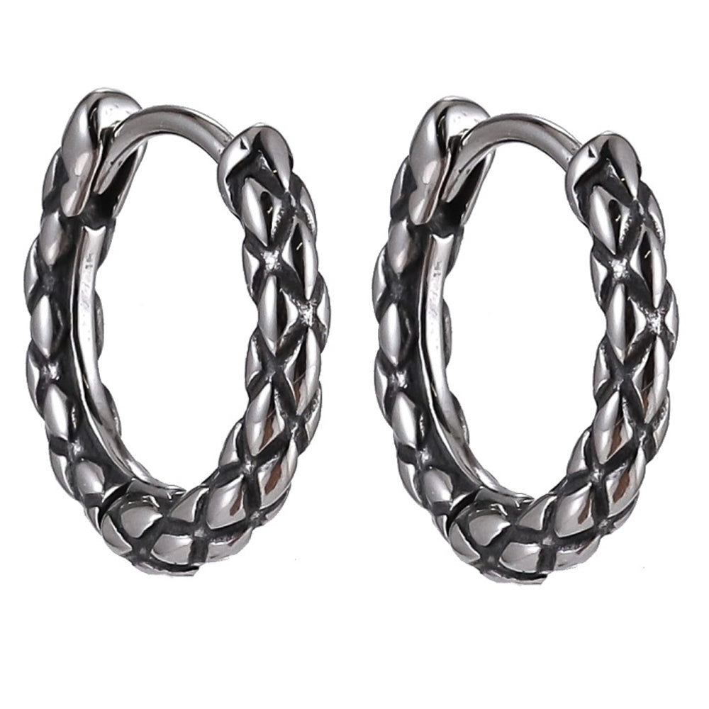 ESS828 STAINLESS STEEL BRAIDED HOOP EARRING