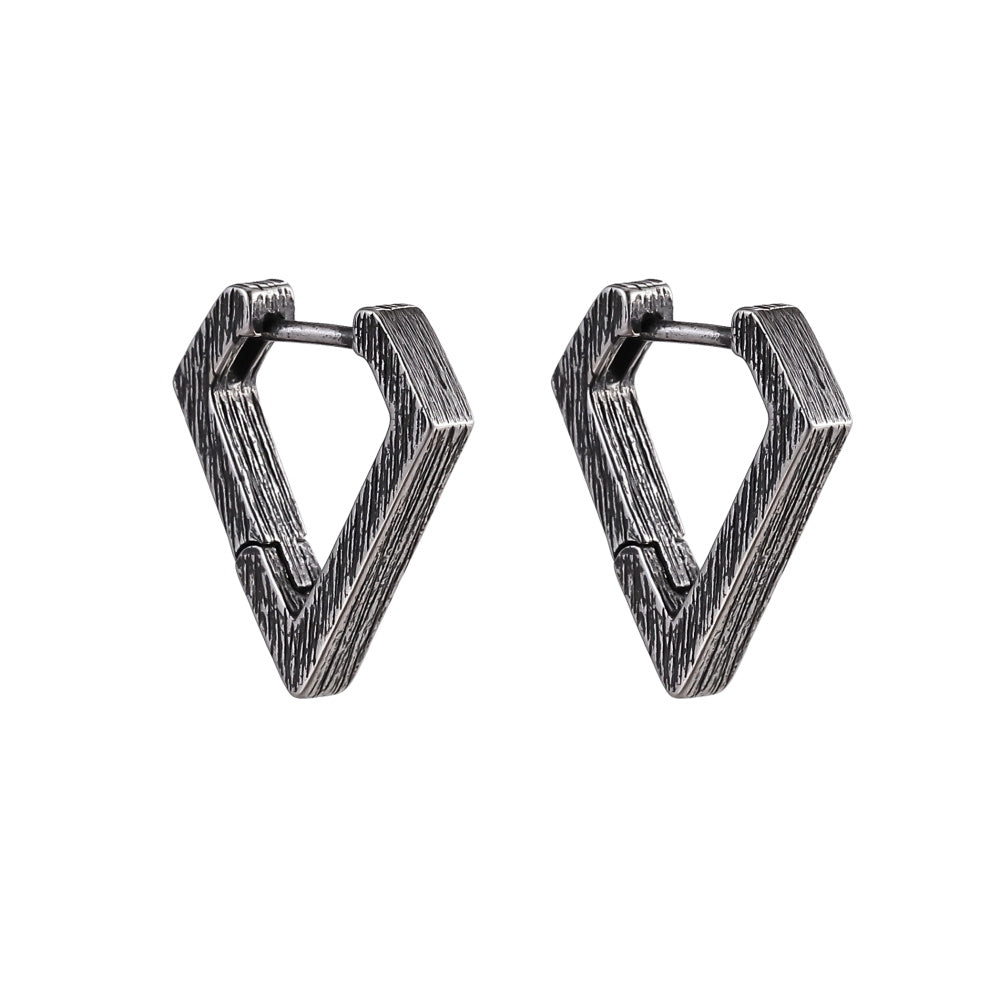 ESS830 STAINLESS STEEL HUGGIE HOOP EARRING WITH TEXTURE (DIA SHAPE)