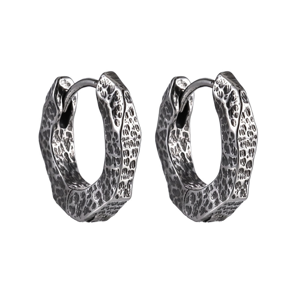 ESS831 STAINLESS STEEL HUGGIES EARRING WITH HEMMER  EFFECT