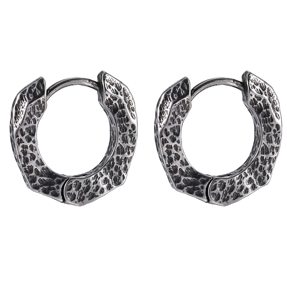 ESS831 STAINLESS STEEL HUGGIES EARRING WITH HEMMER  EFFECT