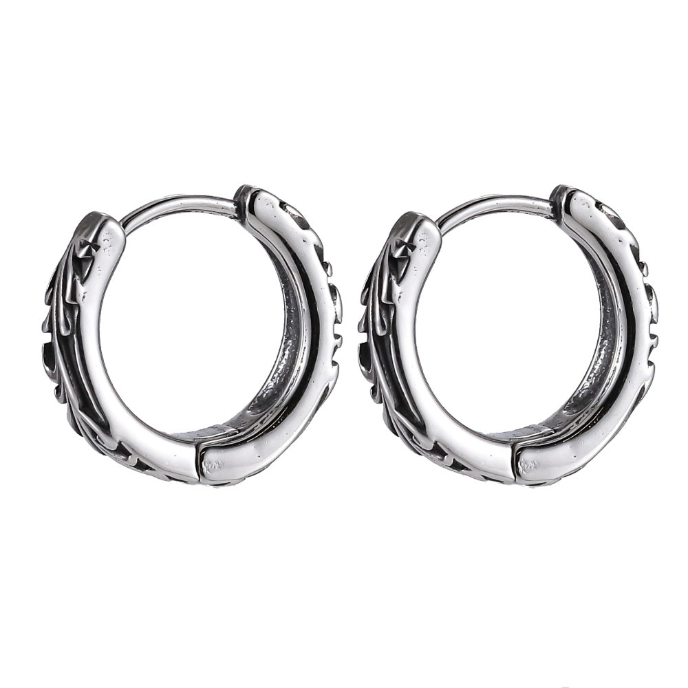 ESS833 STAINLESS STEEL HUGGIES HOOP WITH SCROLL PATTERN