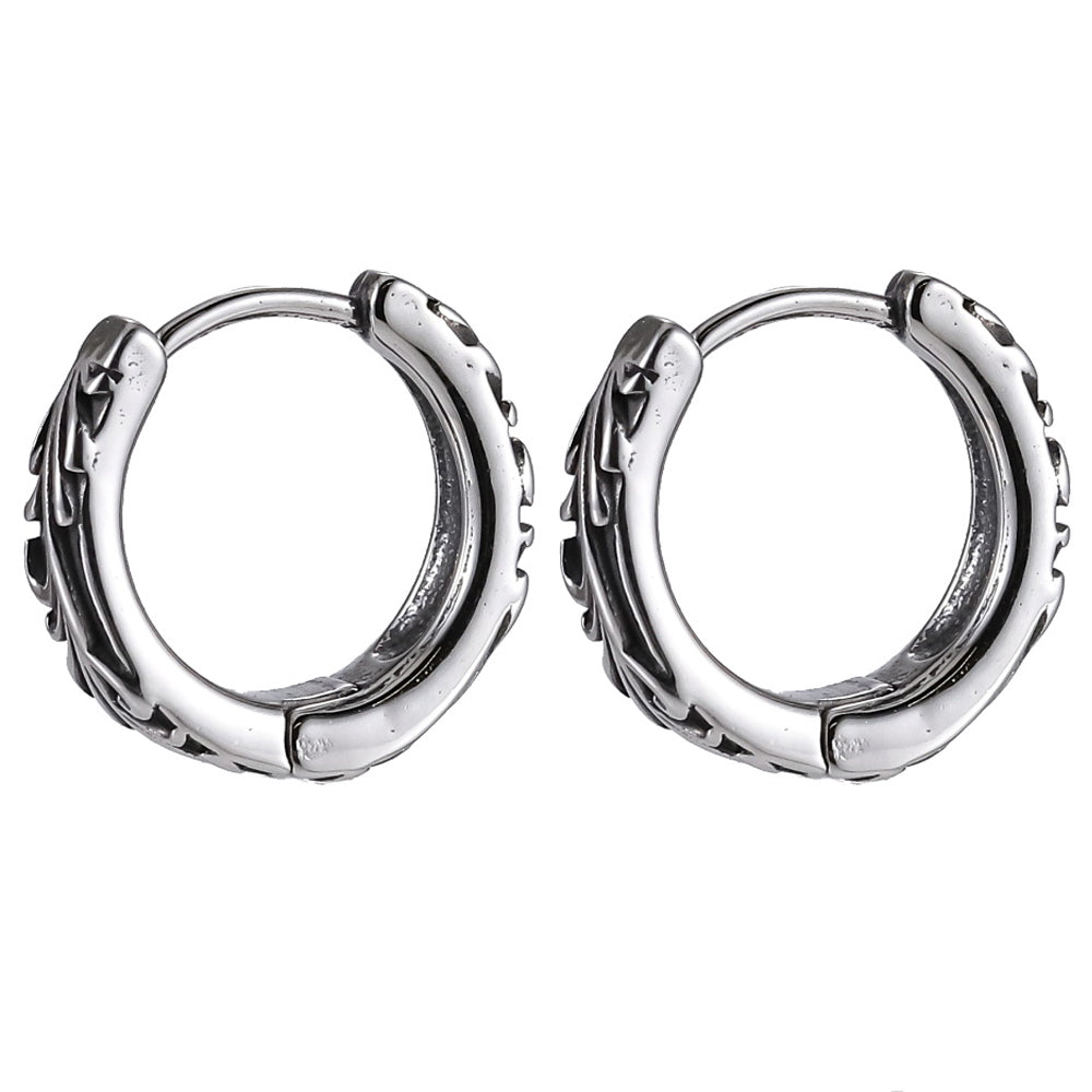 ESS833 STAINLESS STEEL HUGGIES HOOP WITH SCROLL PATTERN