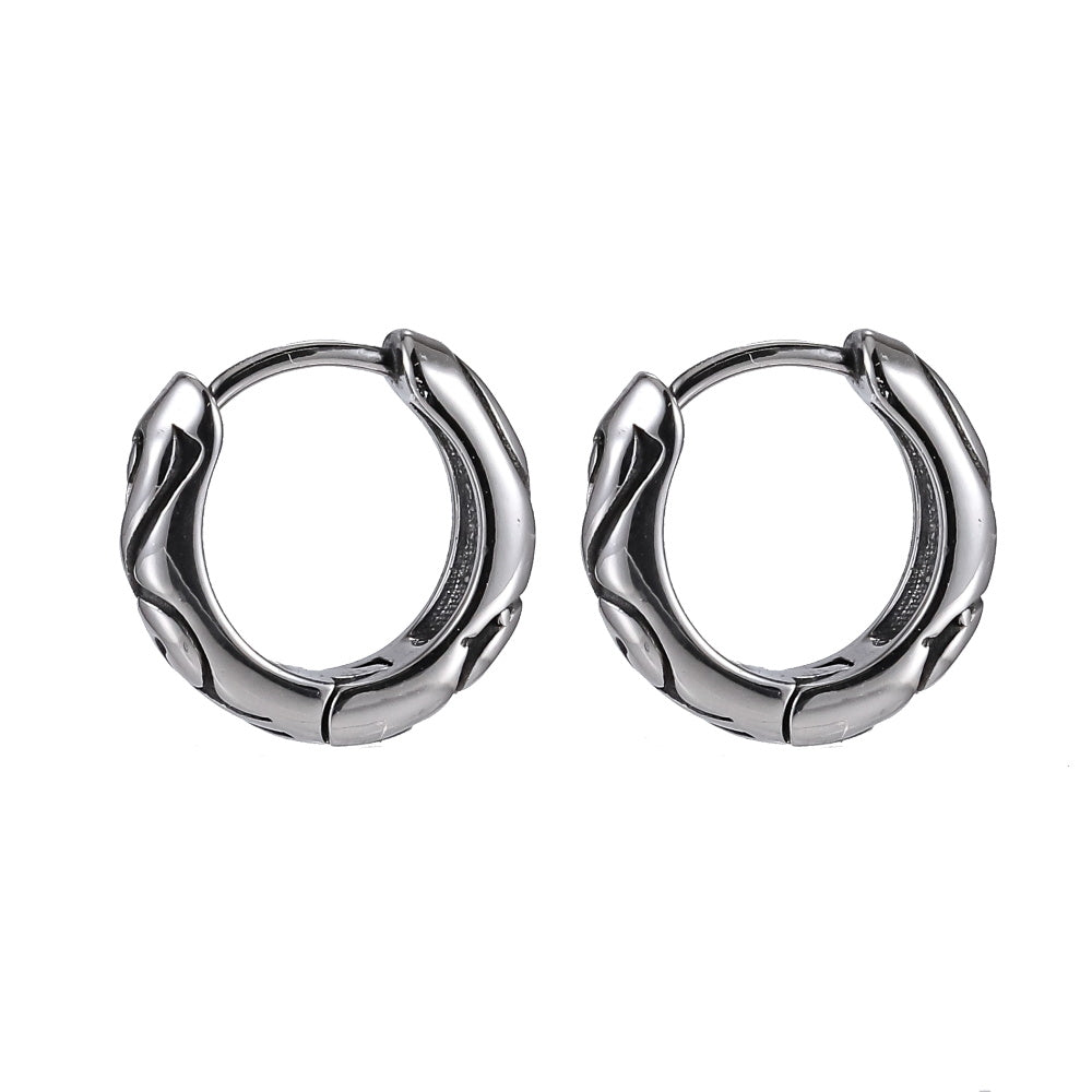 ESS834 STAINLESS STEEL HOOP EARRING WITH SCROLL PATTERN