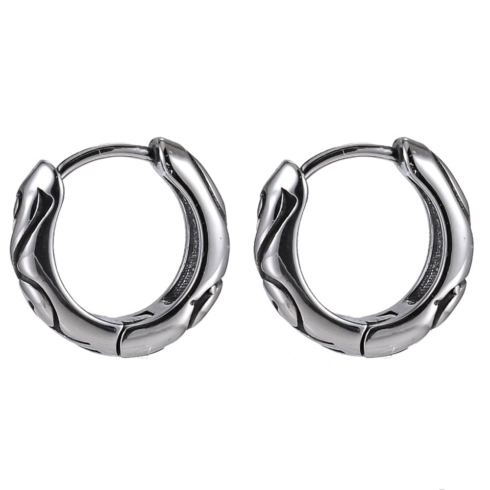 ESS834 STAINLESS STEEL HOOP EARRING WITH SCROLL PATTERN