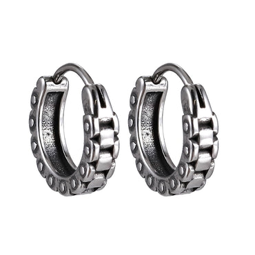 ESS835 STAINLESS STEEL EARRING WITH WATCHBAND DESIGN