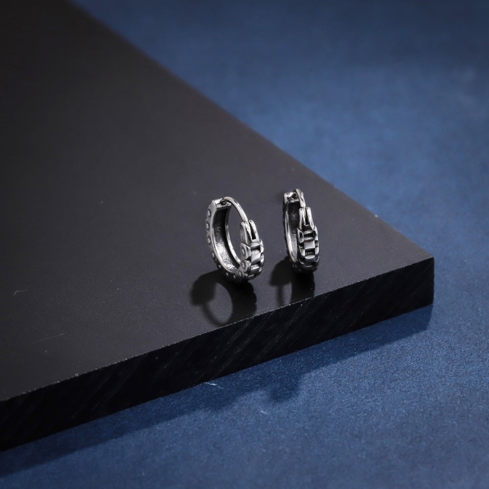 ESS835 STAINLESS STEEL EARRING WITH WATCHBAND DESIGN