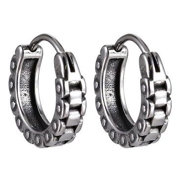 ESS835 STAINLESS STEEL EARRING WITH WATCHBAND DESIGN