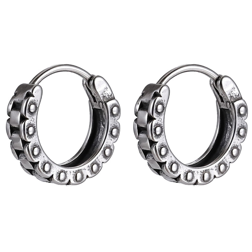 ESS835 STAINLESS STEEL EARRING WITH WATCHBAND DESIGN