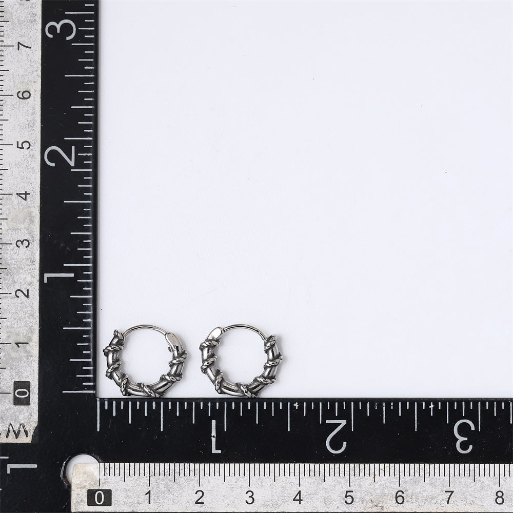 ESS836 STAINLESS STEEL HOOP EARRING WITH TWISTED ROPE DESIGN