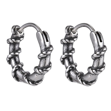 ESS836 STAINLESS STEEL HOOP EARRING WITH TWISTED ROPE DESIGN