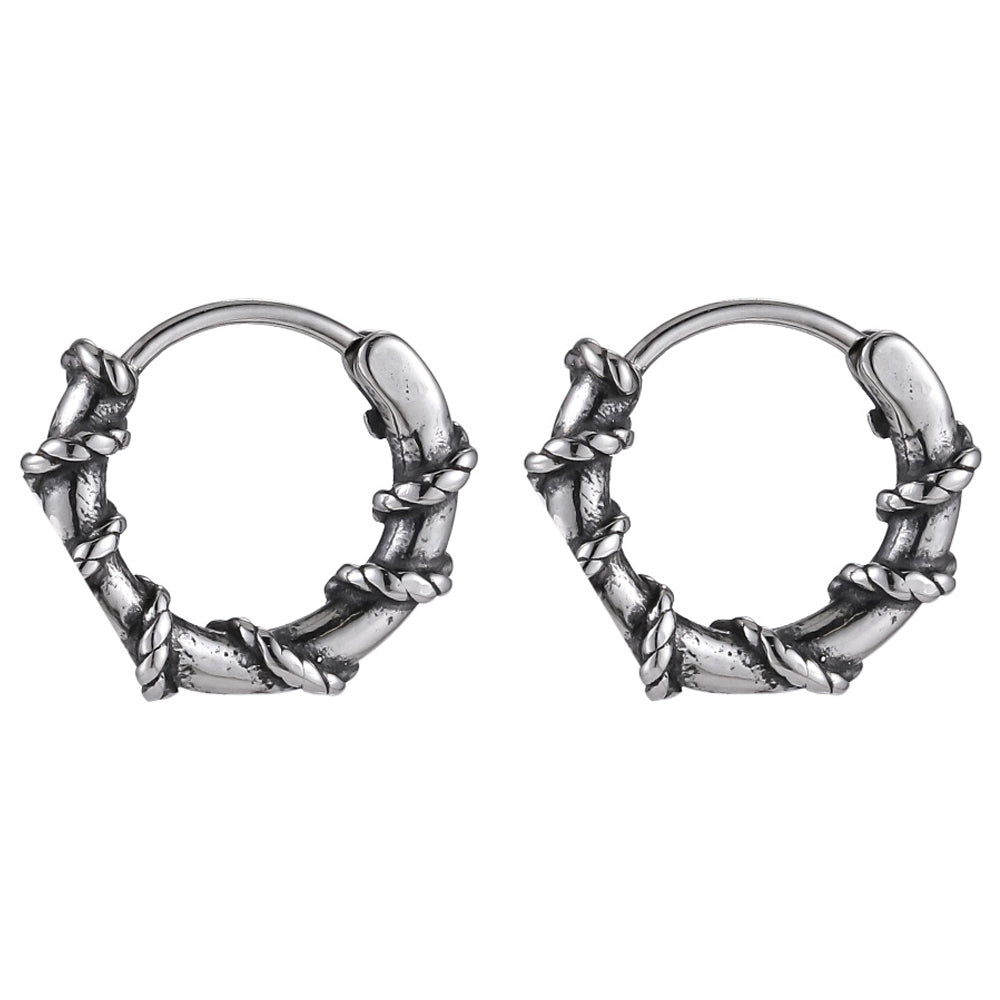 ESS836 STAINLESS STEEL HOOP EARRING WITH TWISTED ROPE DESIGN