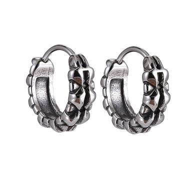 ESS837 STAINLESS STEEL HOOP EARRING WITH PATTERN