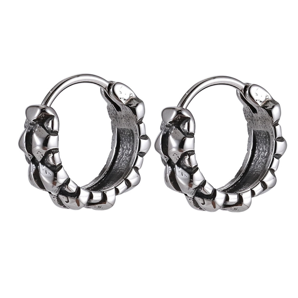 ESS837 STAINLESS STEEL HOOP EARRING WITH PATTERN