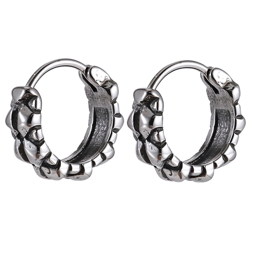 ESS837 STAINLESS STEEL HOOP EARRING WITH PATTERN