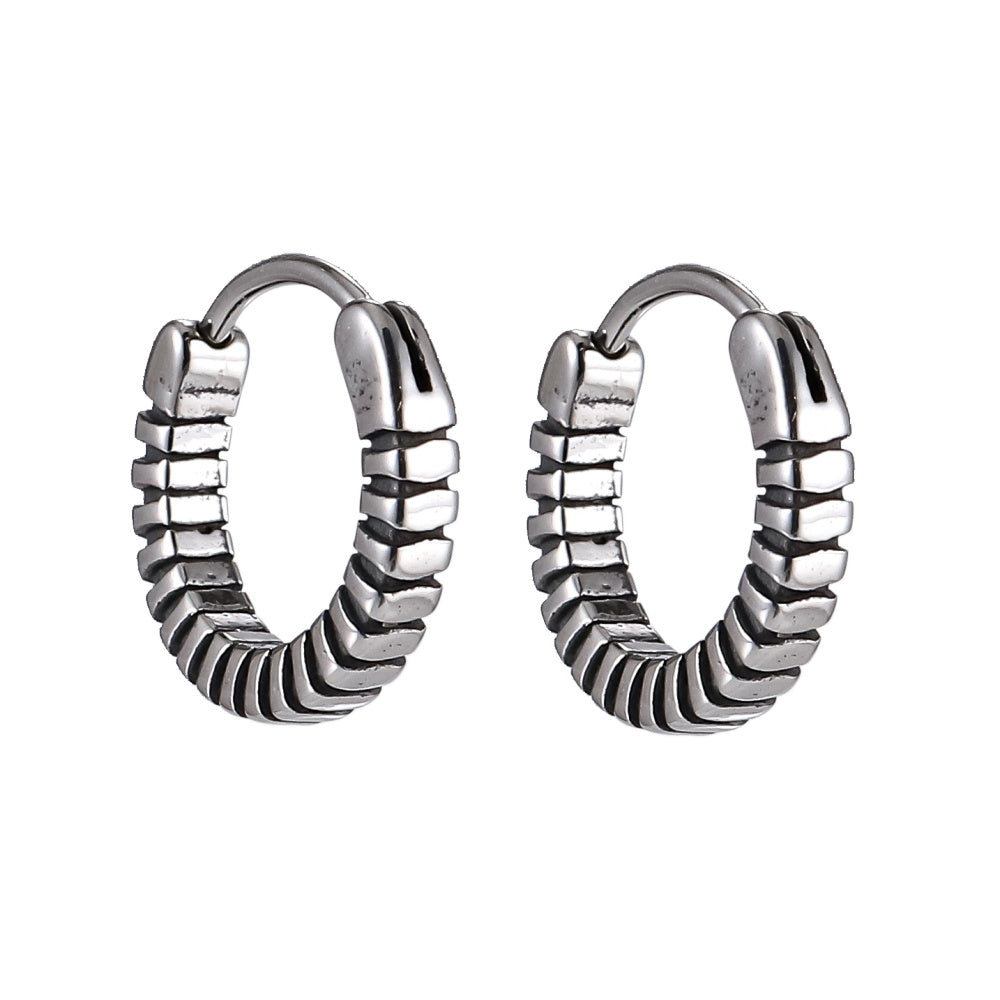 ESS839 STAINLESS STEEL HOOP EARRING WITH PATTERN