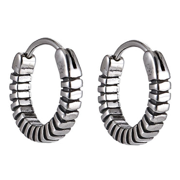 ESS839 STAINLESS STEEL HOOP EARRING WITH PATTERN