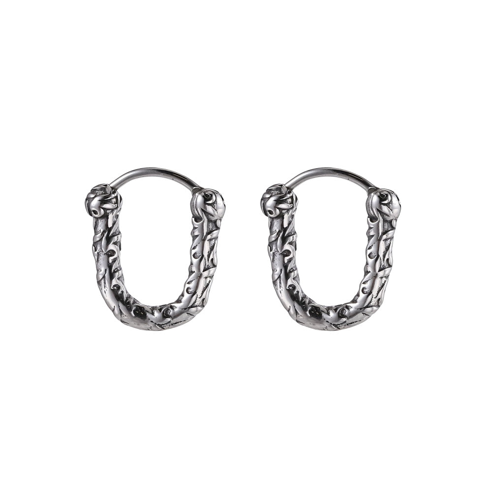 ESS840 STAINLESS STEEL "U" SHAPE EARRING WITH SCROIL