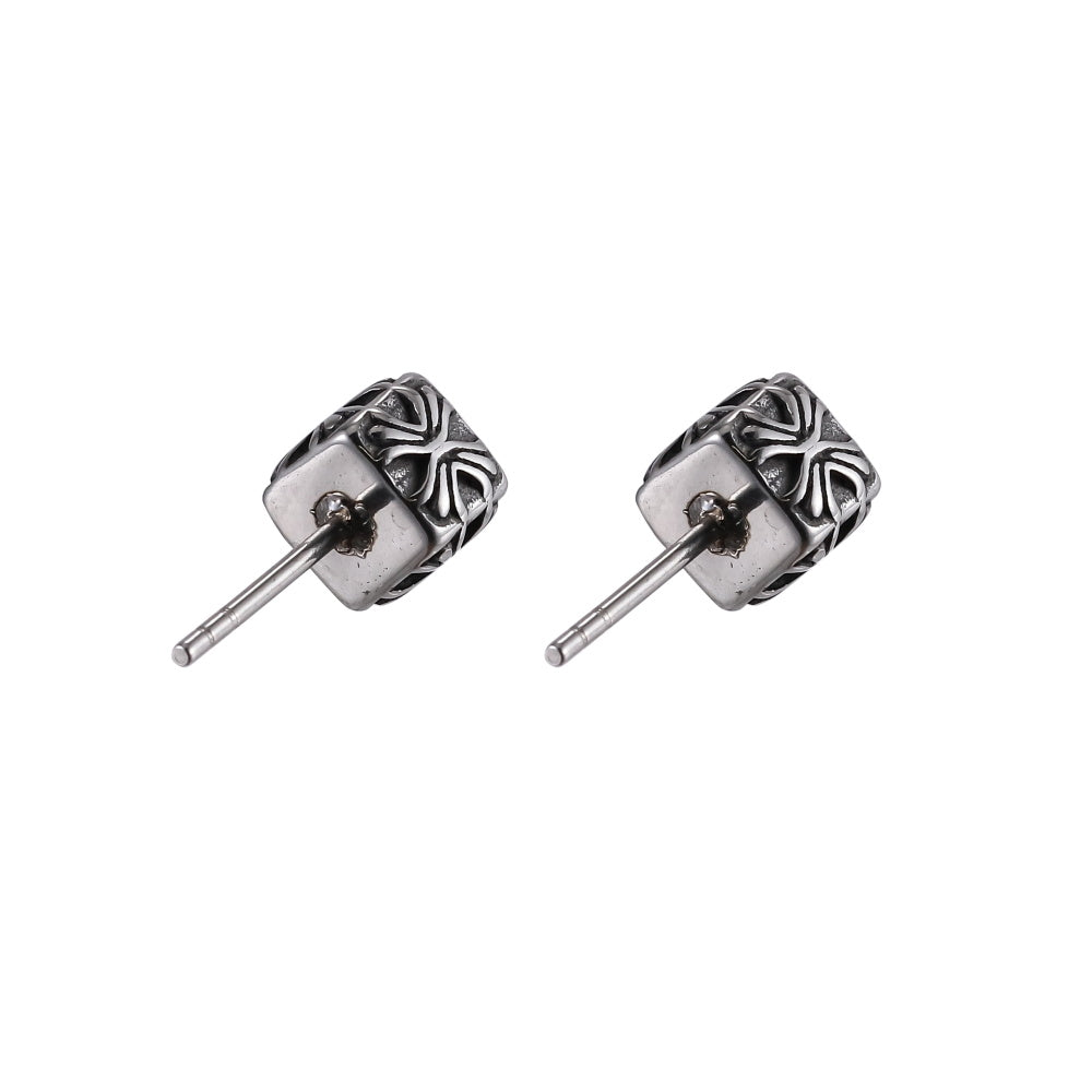 ESS842 STAINLESS STEEL CUBE SHAPE EAR STUD