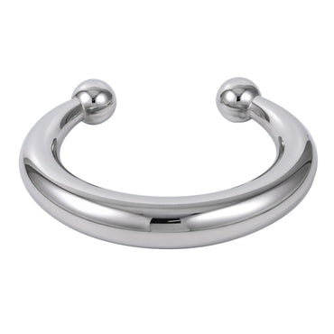 MBSG36 STAINLESS STEEL CHUNKY HOLLOW OPEN BANGLE WITH DOUBLE BALL