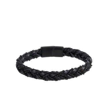 MBSS188 STAINLESS STEEL& LEATHER BRACELET