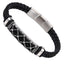 MBSS201 STAINLESS STEEL LEATHER BRACELET WITH ID PLATE