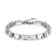 MBSS217 STAINLESS STEEL TENNIS BRACELET WITH EMERALD CUT FOILED STONE