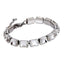 MBSS217 STAINLESS STEEL TENNIS BRACELET WITH EMERALD CUT FOILED STONE