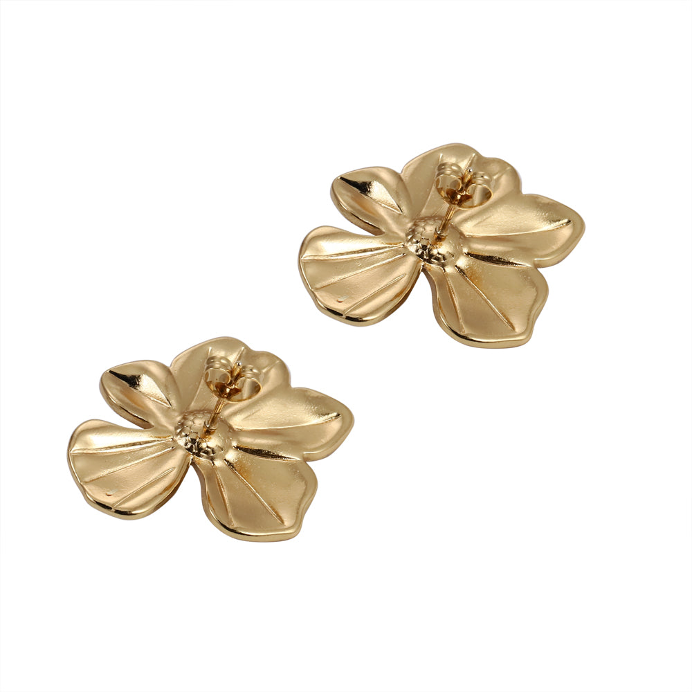 MESS47 STAINLESS STEEL FLOWER EARRING WITH PEARL