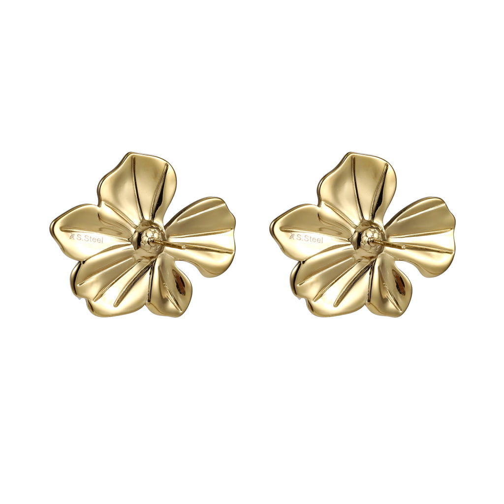 MESS47 STAINLESS STEEL FLOWER EARRING WITH PEARL