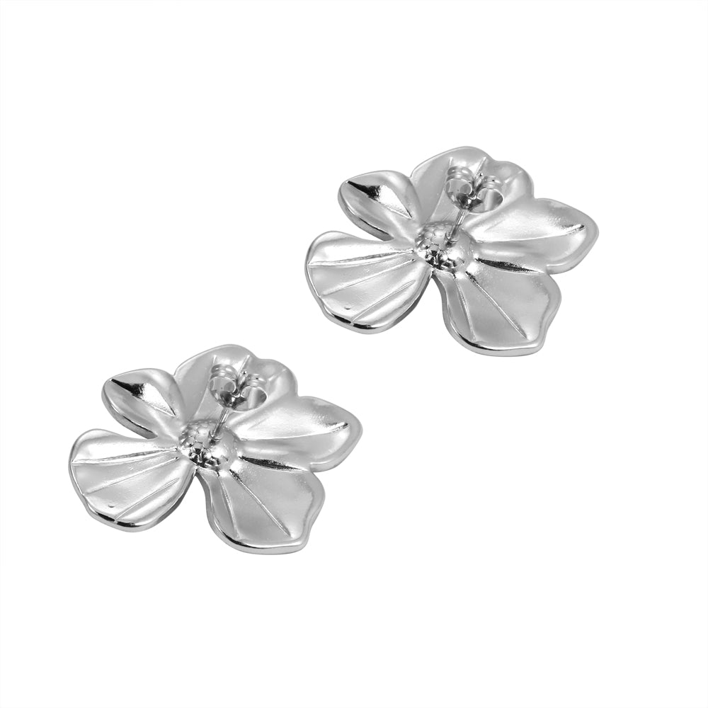 MESS47 STAINLESS STEEL FLOWER EARRING WITH PEARL