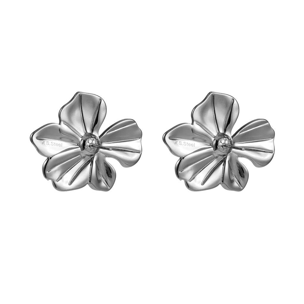 MESS47 STAINLESS STEEL FLOWER EARRING WITH PEARL