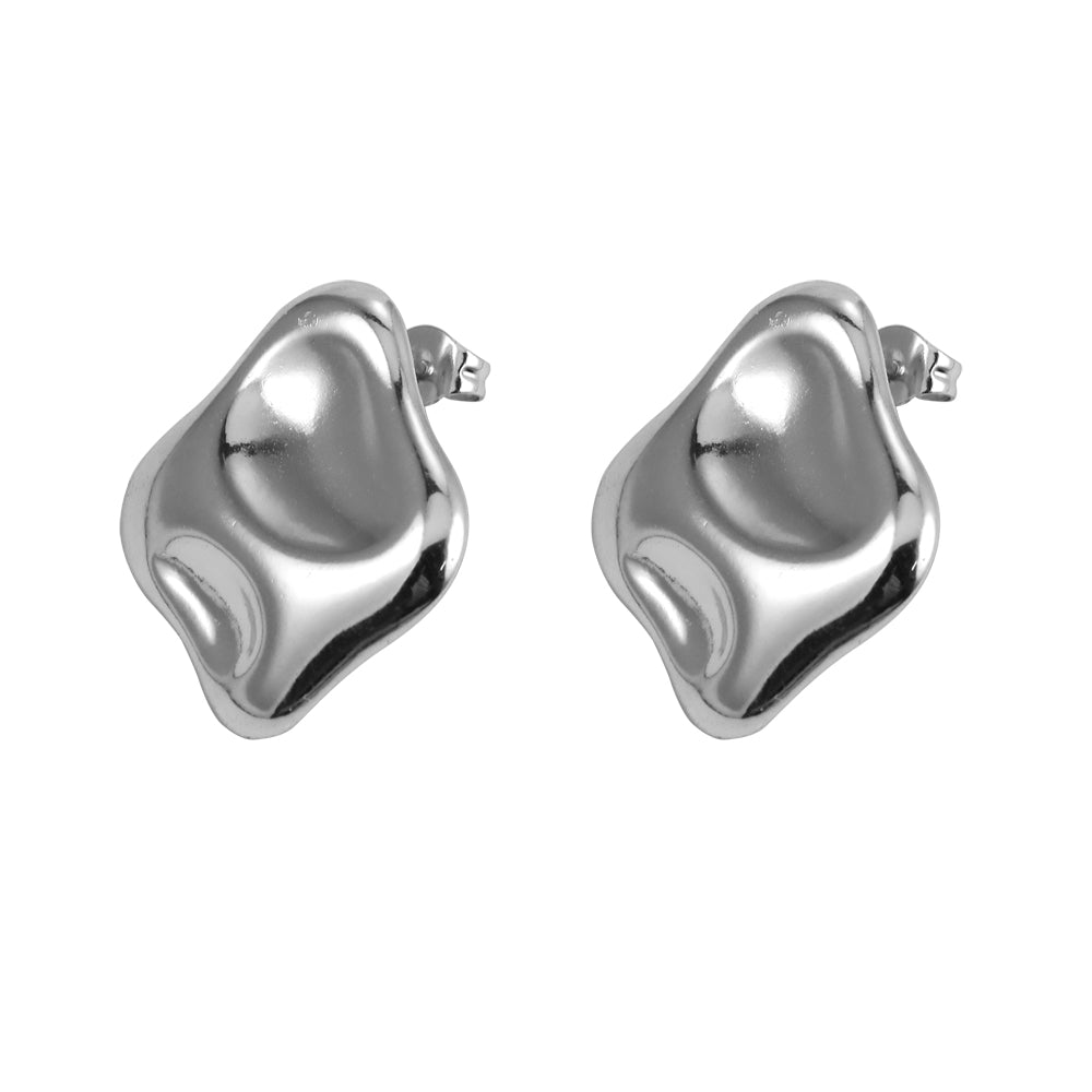 MESS48 STAINLESS STEEL ORGANIC SHAPED EARRING