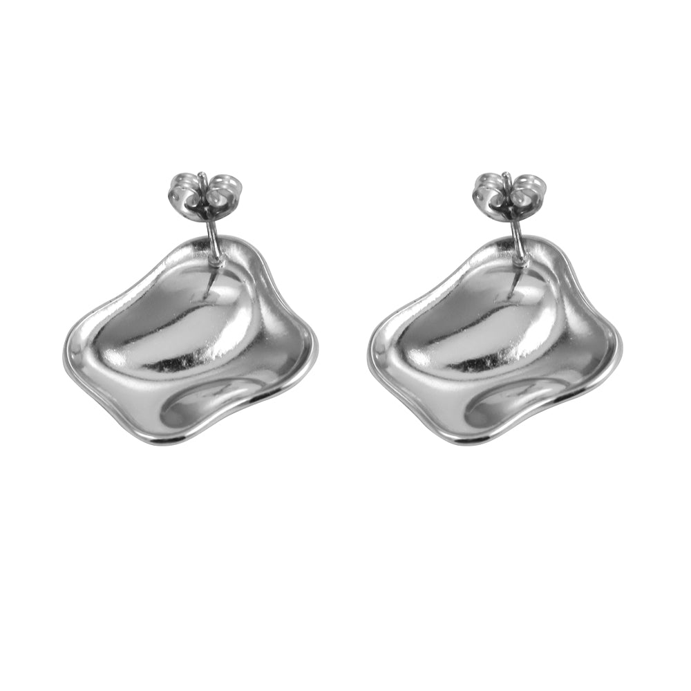 MESS48 STAINLESS STEEL ORGANIC SHAPED EARRING